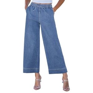 Luvamia Women’s Wide Leg High Waisted Cropped Pull-On Stretch Denim Jeans sz XL